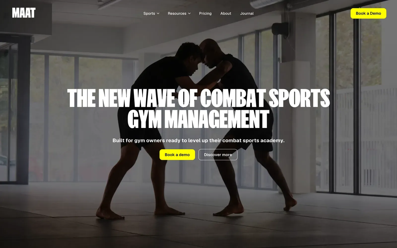 Página de inicio del software de gestión de gimnasios de deportes de combate MAAT